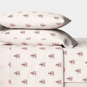 Wonderland Candy Cane Flannel Sheet Set, Queen, 100% Cotton